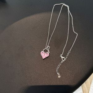 Dylam Cute New Design Women Dress up Jewelry S925 Silver <b>Chain</b> Pink 2ct 5A Cubic Zirconia Heart <b>Key</b> Pendant Necklaces Jewellery - Product Image 6