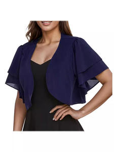 Chaqueta de Gasa sin Cuello para <span class=keywords><strong>Mujer</strong></span>, Linda, de Doble Capa, Color Negro, <span class=keywords><strong>Blanco</strong></span> y Rosa - Product Image 3