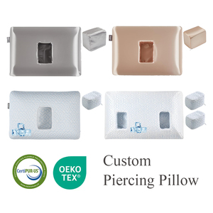 Tùy Chỉnh Satin Bìa Piercing Gối Làm Mát Mềm Có Thể Điều Chỉnh Bộ Nhớ Bọt Giường Gối Cho Tai Xỏ Bên Ngủ - Product Image 6