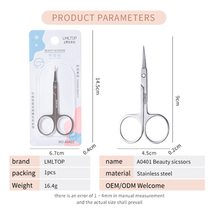 Tijeras para cejas de acero inoxidable con punta curvada LMLTOP A0401, uso diario, manicura para decoración de uñas, removedor de piel muerta, tijera de belleza - Product Image 5