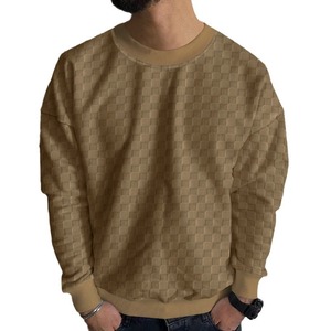 Pull décontracté à col rond et manches longues pour homme Dongfei, motif damier, anti-boulochage, couche de base - Product Image 4