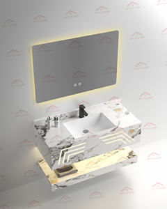 Salle de bain fournie en usine de luxe lumières LED lavabo Apportez un miroir rock board ardoise bassin - Product Image 3