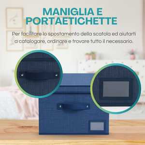 Organizador de Armario de Tela Azul con Ventana 33x28x16 cm, Caja Ahorradora de Espacio con Marco Metálico para Almacenamiento de Ropa - Product Image 5