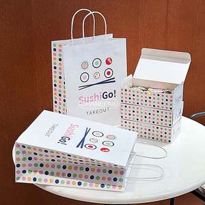 Sacs en papier kraft recyclables personnalisés avec poignée, biodégradables, en papier kraft brun et blanc avec votre propre logo - Product Image 4