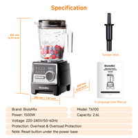 Mixeur Électrique Intelligent à Bouton Poussoir pour Usage Domestique, 1500W, Capacité 2.6L, Broyeur Haute Vitesse, Robot Culinaire, Mélangeur 6 Lames
