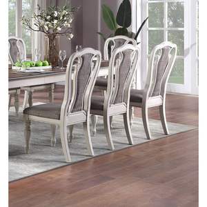 Juego de 2 Sillas de Comedor DB en Blanco Antiguo, Tapizadas en PU Gris con Respaldo Acolchado, Diseño para Comedor - Product Image 6