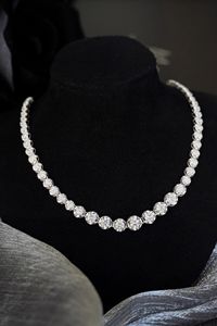 Xinfly Elegant 18K Pure Gold Luxury Classic Tennis <b>Necklace</b> for Women 3ct Diamond Inlay Jewelry - Product Image 3