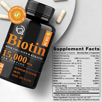 Capsules de biotine en marque blanche 1000mcg, 60 unités, pour soutenir la santé des cheveux, de la peau et des ongles, usage adulte, durée de conservation de 24 mois, sans E171, végétalien, vente en gros