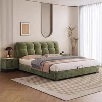 2025, superventas, Boucle de terciopelo, diseño moderno, marco de cama tamaño King de lujo, cama tamaño King con cabecera tapizada para dormitorio