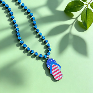 Collar de Cadena con Cuentas del 4 de Julio, Día de la Independencia Americana, Acrílico Plateado, Accesorios de Disfraces, Colgante de Bandera, Decoración - Product Image 6