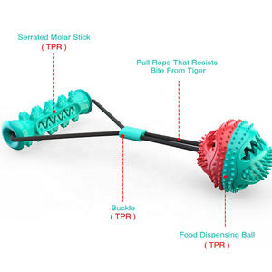 Juguete interactivo para perros con cuerda y pelota, juguete chirriante para perros con dispensador de comida, juguete de cuerda para masticar para mascotas, juguetes para perros masticadores agresivos - Product Image 3