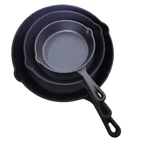 Panela wok de ferro fundido pré-temperado, frigideira, frigideira, panelas para forno holandês