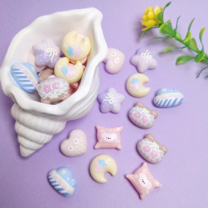 100 pièces de cabochons en résine à dos plat, motifs étoile, cœur, <span class=keywords><strong>lune</strong></span>, nuages, style Kawaii, pour scrapbooking, artisanat, bricolage et accessoires de coiffure - Product Image 5