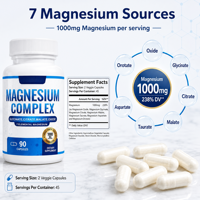 Complément de magnésium OEM 1000 mg avec vitamine D, soutien immunitaire, herbes adaptogènes, activé par les enzymes, 90 capsules