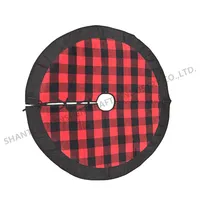 Hot sale products new personalized christmas tree skirt with red black black white plaid ruffles