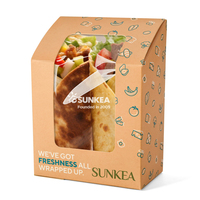 Taille personnalisée et impression Boîte à nourriture pliable en papier kraft blanc pour sandwich taco tortilla avec fenêtre transparente