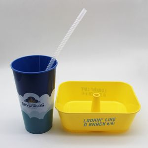 fabrik direkt lebensmittel-klasse 1,5 l einweg 2 in 1 pp snack und trink becher kunststoffbecher mit snack behälter dessert obst tablett auf t - Product Image 2