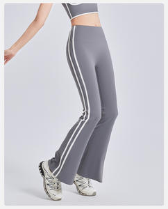 RUIQUWIN Pantalon de yoga rayé taille haute pour femmes avec logo personnalisé Leggings évasés respirants à séchage rapide pour l'entraînement - Product Image 2