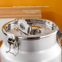 Récipient de stockage hermétique en acier inoxydable argenté, grande capacité, pour riz et thé, usage domestique