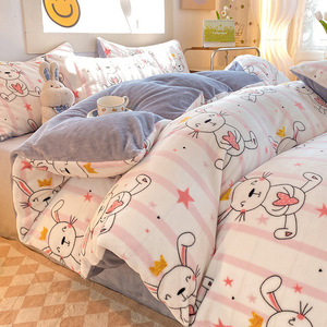 홈 침구 이불 세트, 침대 커버 담요 성인 자카드 인쇄 플란넬 양털 100% 폴리에스터 킹 사이즈 4pcs - Product Image 4