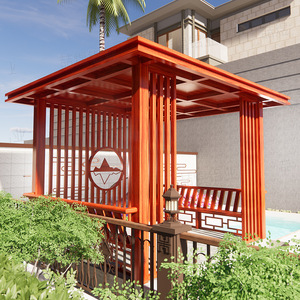 Pergola électrique en aluminium 4x4m, modèle moderne avec lames orientables, marron, étanche IP65/IP67, résistant au vent, anti-corrosion, en kit - Product Image 6