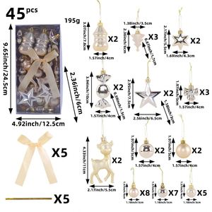 45 Pieces Set Christmas Decorations Bow Deer Snowman Star <b>Candy</b> Electroplated Ball Irregular Christmas Ball Tree Ornaments - Product Image 6