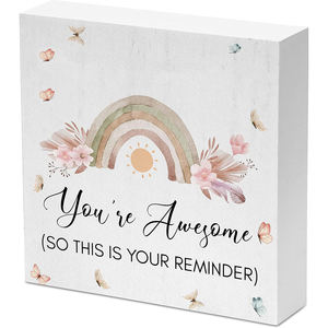 Cartello con scatola di legno (5 "x 5") -cartello con tavolo ispiratore nella sala giochi che ti sei dimenticato di essere fantastico, quindi ecco il tuo promemoria - Product Image 2