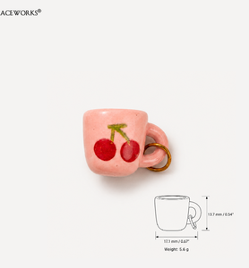 แก้วมัคเพ้นท์ลายขนาดเล็ก |   จี้แก้วกาแฟเคลือบทอง 18K PVD สแตนเลสสตีล พร้อมลายเพ้นท์เคลือบสี |   กันน้ำ ไม่หมองคล้ำ - Product Image 6
