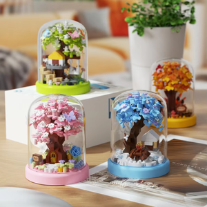 Mini 3D DIY Plastic Block Set Kids Tabletop Construction Building Blocks with Four Seasons <strong>Tree</strong> House Decorations - Product Image 2