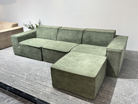 Canapé familial entièrement modulable et convertible, gain de place, en tissu peluche, avec coussin amovible sans bordure, canapé compressé sans structure, confortable pour l'école