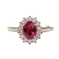 Bague en diamant rubis pour femme, argent sterling S925, or 18 carats, pierre ovale rouge sang de pigeon, bijoux de mode