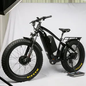 Retro 이중 모터 및 큰 건전지 전기 주기 뚱뚱한 타이어 전기 자전거 가득 차있는 중단 전기 자전거 52V 2000W 산