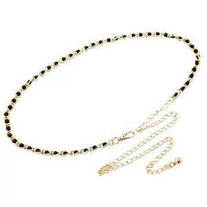 โซ่คาดเอวสีทองประดับลูกปัดสีดำหนัง PU โซ่สะพายสะโพกสไตล์ฮิปฮอปสำหรับใส่ทุกวันแฟชั่นเครื่องประดับร่างกาย - Product Image 5