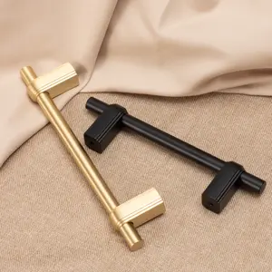 Vintage British Brass T-Bar Cabinet Handle <strong>Knob</strong> for Kitchen Cabinets Furniture &amp; Interior Home Hardware for <strong>Drawers</strong> &amp; Dressers - Product Image 1
