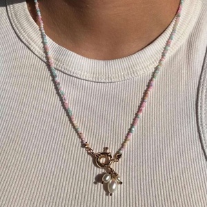 สร้อยคอชอคเกอร์งานแต่งงานประดับคริสตัลและลูกปัดเคลือบทอง 18K ประดับด้วยหินธรรมชาติและไข่มุกน้ำจืด ทำด้วยมือ ความยาวตามสั่ง ของขวัญ - Product Image 4