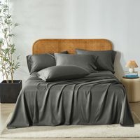 Parure de lit en fibre de bambou antibactérienne anti-acariens quatre pièces, douce, respirante, durable, anti-odeur, drap-housse pour la maison