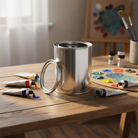 Bidon métallique rond vide de 1L en fer blanc, personnalisable avec logo, étanche et durable, pour peinture, encre industrielle et revêtements – Vente en gros