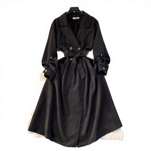 Vestido Midi de Encaje con Cuello de Solapa, Tejido Transpirable y Sostenible, Corte Entallado y Cintura Imperio, Estilo Casual Elegante para Primavera para Mujer - Product Image 2