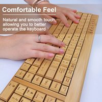 2.4Ghz sans fil 108 touches en bois bambou USB bureau clavier PC ordinateur portable claviers