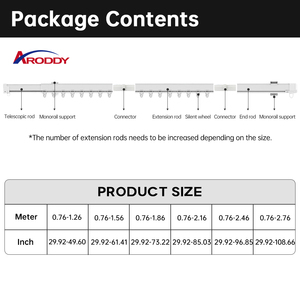 ARODDY 76-216cm <span class=keywords><strong>Tringle</strong></span> à rideaux intelligente, rails de style romain moderne, en alliage d'aluminium durable, manuelle, pour plafond et fenêtre, pour la maison - Product Image 4