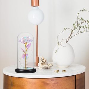 Rose artificielle en feuille d'or 24 carats sous cloche en verre avec lampe LED, cadeau pour la Saint-Valentin et la fête des mères 2025 - Product Image 2