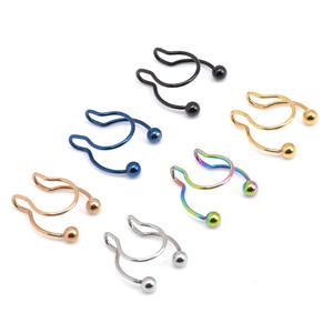 Personnalité de la mode Sexy multicolore non percé sans trou <span class=keywords><strong>faux</strong></span> or argent acier inoxydable nez Piercing <span class=keywords><strong>anneau</strong></span> - Product Image 2
