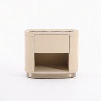 Table de chevet minimaliste en cuir, table de chevet moderne pour chambre à coucher, comptoir en marbre, armoire latérale en bois avec 1 tiroir