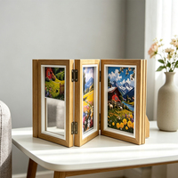 Cadre photo en bois à triple pliage avec charnière verticale horizontale pour la décoration de la maison