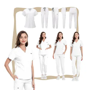 Ajuda a saúde doméstica personalizada em cores brilhantes, moda funcional para estudantes de medicina, enfermeiros, enfermeiros, uniformes hospitalares brancos, roupa de esfoliação