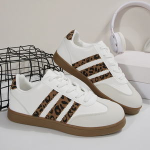 <span class=keywords><strong>Baskets</strong></span> à imprimé léopard et rayures pour femmes, chaussures décontractées <span class=keywords><strong>basses</strong></span> à lacets - Product Image 2