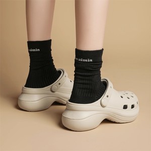 Clogs For <b>Women</b> Thick Sole Closed Toe Breathable Non Slip Odor Resistant 6cm Height Increasing Beach Sandals White <b>Black</b> Bone - Product Image 2