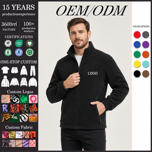 Veste polaire personnalisée pour homme, col montant, fermeture éclair intégrale, coupe-vent, chaude, en chenille brossée, confortable, pour l'extérieur, hiver, style <span class=keywords><strong>d</strong></span>écontracté, effet agneau - Product Image 1