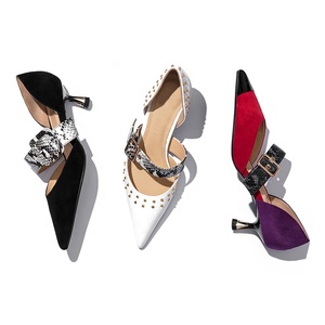 Sexy bout pointu <span class=keywords><strong>blanc</strong></span> vachette et texture de serpent boucle de ceinture chinois mary jane chaussures pour femmes - Product Image 6