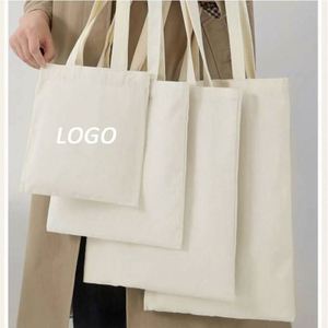 กระเป๋าผ้าใบธรรมดาทำมือใช้ซ้ำได้ถุงผ้าช็อปปิ้งผ้าฝ้าย - Product Image 2